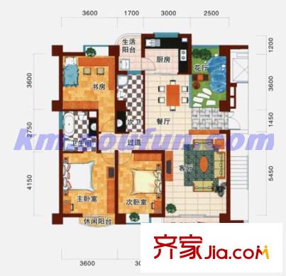 赢城洋楼户型图C3户型 3室2厅2卫1厨