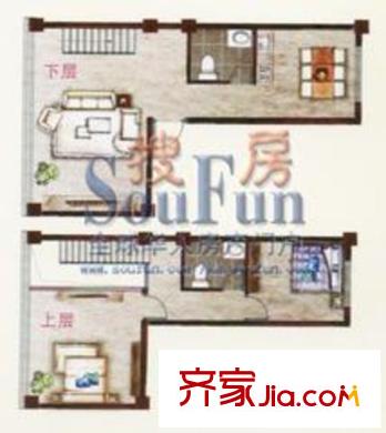城市之光户型图B2户型 2室2厅2卫1厨