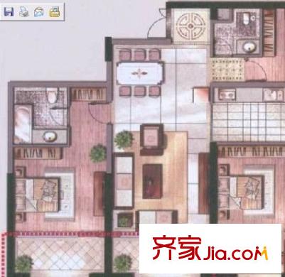 汇都国际二期 2室 户型图