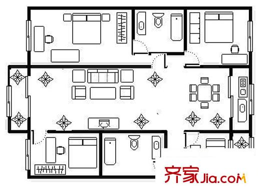 广福小区一期 4室 户型图