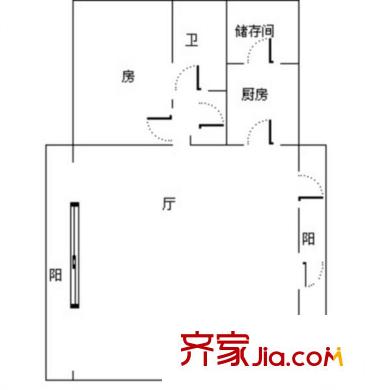 广福小区一期 1室 户型图