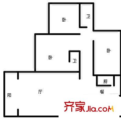 银海山水间 3室 户型图