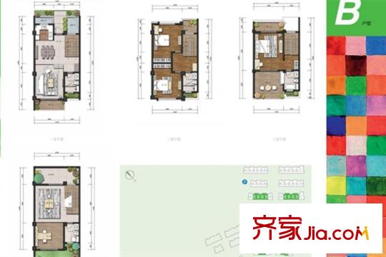 钜融城左岸高地B户型 3室2厅4卫1厨