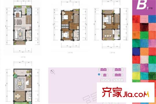 钜融城左岸高地B1户型 3室2厅4卫1厨
