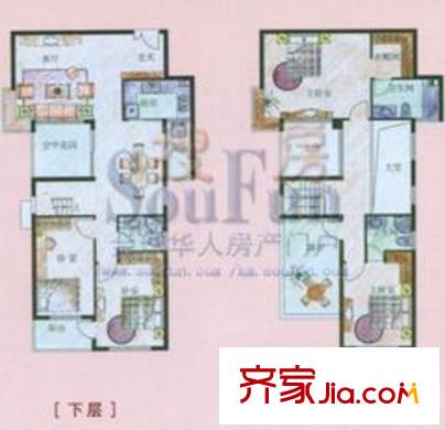 玫瑰湾户型图GA3 11户型 4室2厅3卫1厨