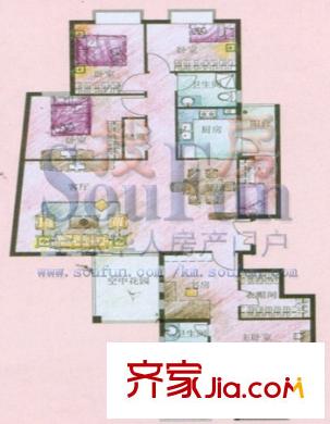 玫瑰湾户型图GC1 3-10户型 4室2厅2卫1厨
