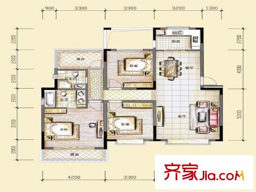龙江雅苑户型图B-4户型