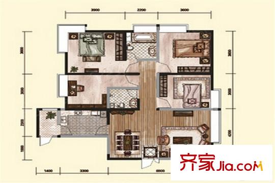 同德昆明广场C户型 4室2厅2卫1厨