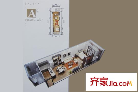 金尚俊园尚座A户型图 1室1厅1卫1厨
