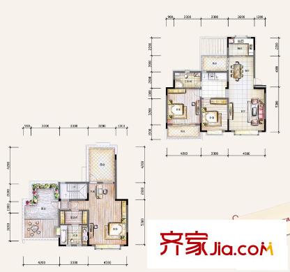 龙江雅苑户型图B户型 3室2厅2卫1厨