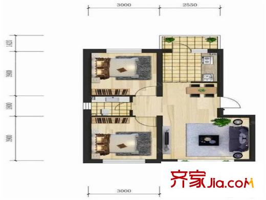 哈东上城2室1厅1卫