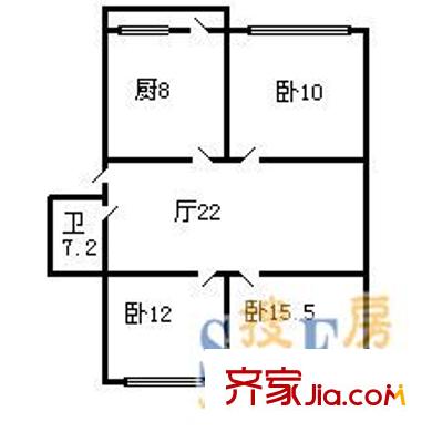 民航小区 3室 户型图