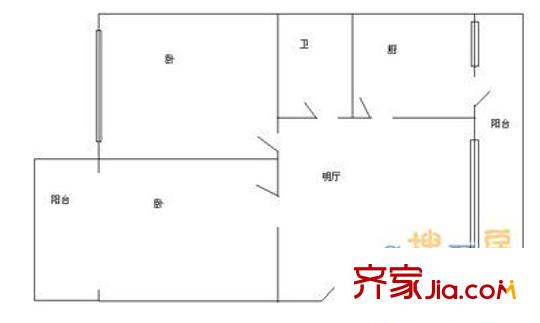 民航小区 2室 户型图