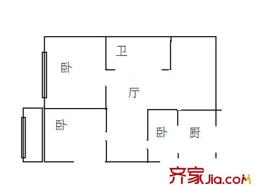 民航小区 2室 户型图