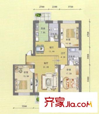 哈尔滨 军安绿色家园 户型图