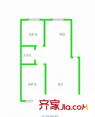 河畔新城一期 2室 户型图