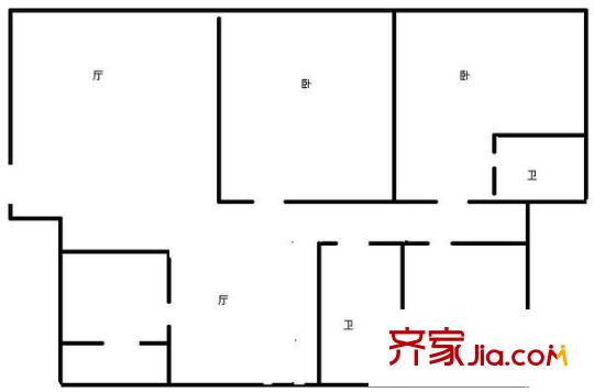 河畔新城一期 3室 户型图