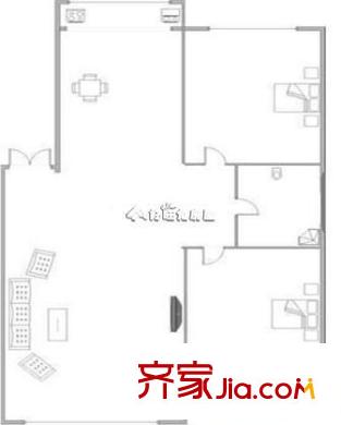 河畔新城一期 2室 户型图