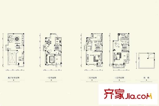 上置香岛原墅B1户型 4室3厅4卫1厨