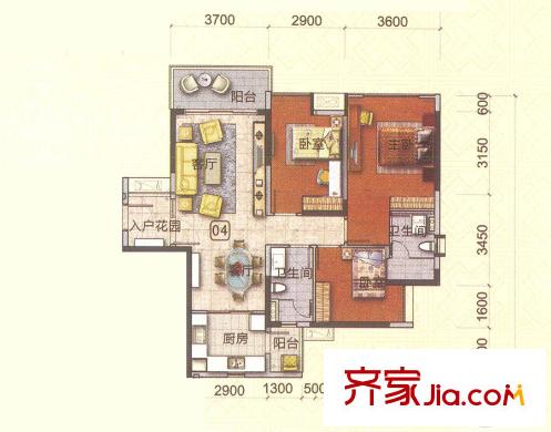 十里方圆【九章】2期5栋B04单元 约99平方米 3室2厅2卫1厨
