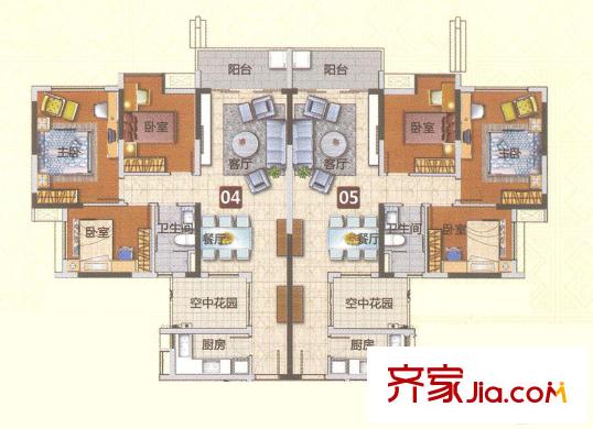 十里方圆【九章】2期7栋0405单元 约95平方米 3室2厅1卫1厨
