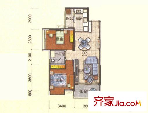 十里方圆【九章】2期5栋B02单元 约78平方米 3室2厅1卫1厨