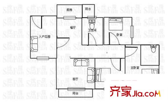 雅居庭 3室 户型图