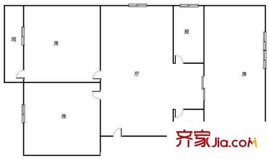 南宁 区委印刷厂宿舍 3室 户型图