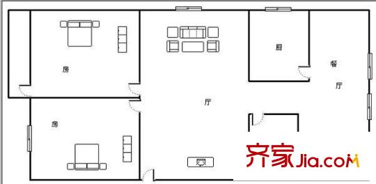 南宁 区委印刷厂宿舍 2室 户型图