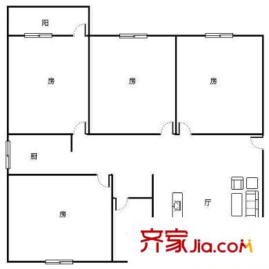 南宁 区委印刷厂宿舍 4室 户型图