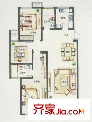 宝德新领域君悦C户型 3室2厅2卫1厨
