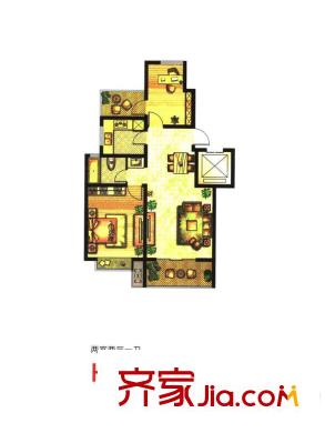 理想家一期高层H户型 2室1厅1卫1厨