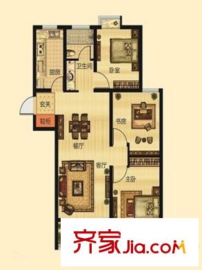 金信融城二期高层10#18#19#楼G户型 3室2厅1卫1厨