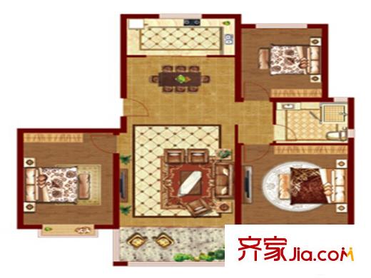 阜丰康桥郡高层A户型 3室2厅1卫1厨