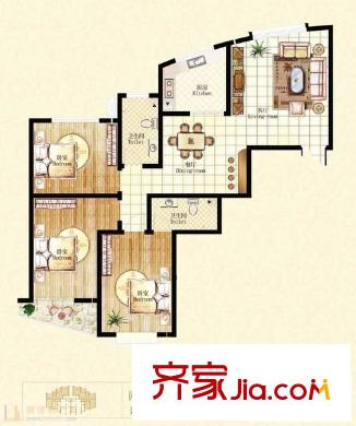 都市绿洲 3室 户型图