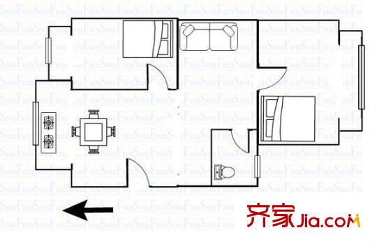 都市绿洲 2室 户型图