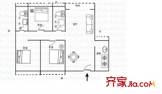 都市绿洲 2室 户型图