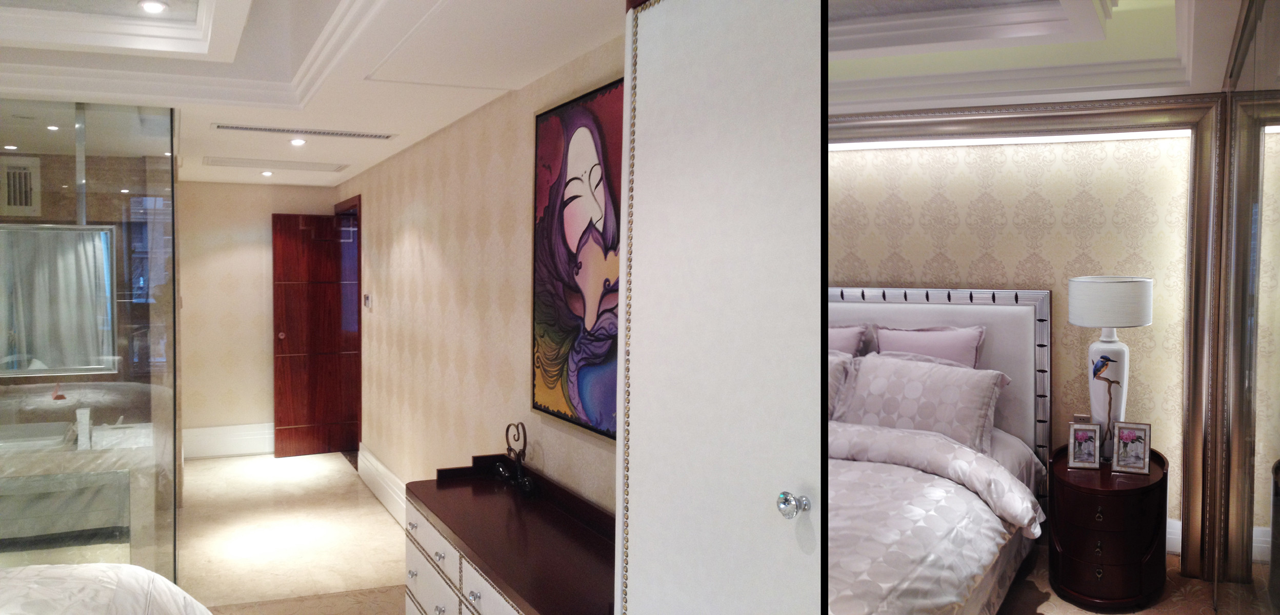 中式风格,大户型,20万以上装修,140平米以上装修,卧室,背景墙,暖色调