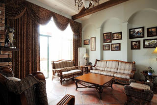 古典美式别墅窗帘图片
