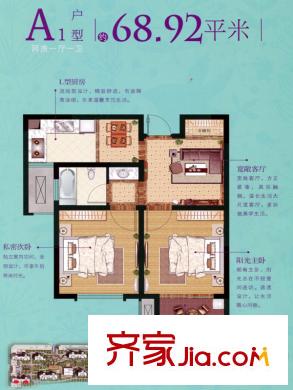 万锦花园A1户型 2室1厅1卫1厨