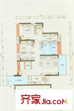 海伦堡爱ME城市别墅户型图15栋04户型 3室2厅2卫1厨