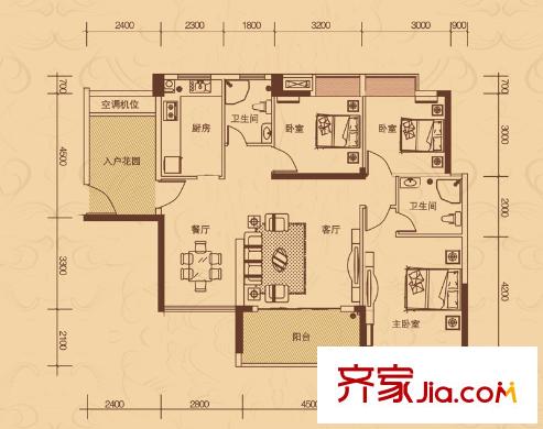 永富源御品湾 3室 户型图