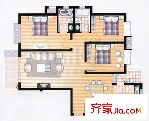 汤泉半岛 4室 户型图
