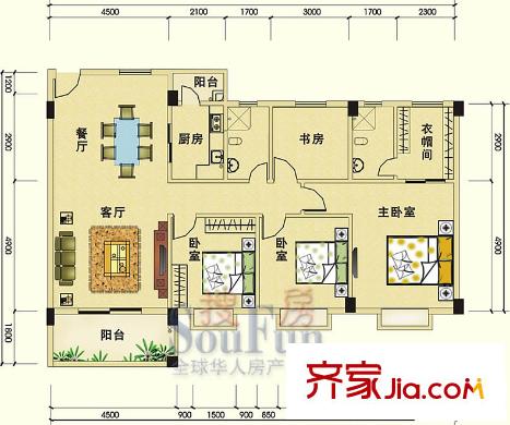 瑜进嘉园户型图雍荣四房 4室2厅2卫1厨