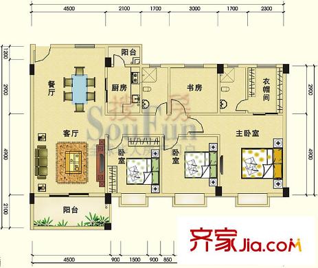 瑜进嘉园户型图雍荣四房 4室2厅2卫1厨