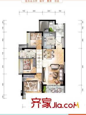 佳兆业1号2/5/6栋B3户型 3室2厅1卫1厨