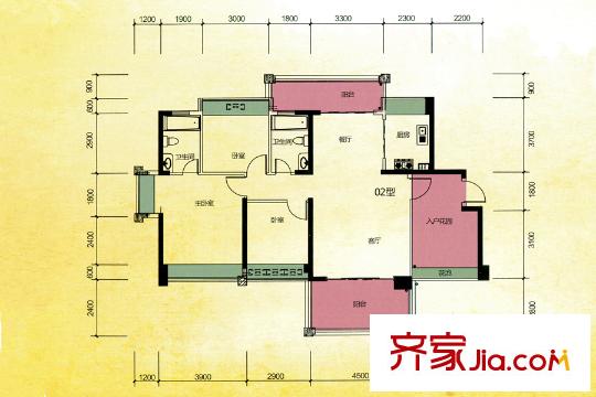 僑城水岸8棟d戶型 3室2廳2衛1廚