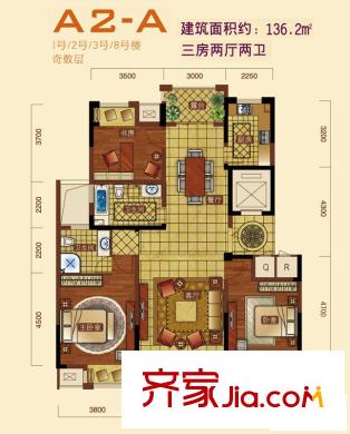 新浪琴湾A2-A 3室2厅2卫1厨