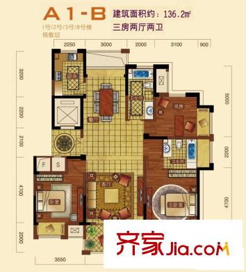 新浪琴湾A1-B 3室2厅2卫1厨