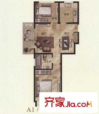 宝业大坂风情户型图 2室2厅1卫